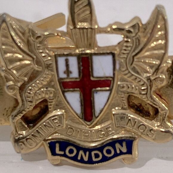 Vintage London England Crest Tie Clip In Gold Tone - Picture 6 of 6